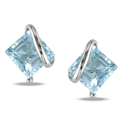 Gümüş Mavi Topaz Küpe SPGBTKP-001